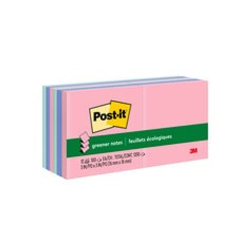 Post-it® Greener Dispenser Pop-up Notes R330RP-12AP, 3 in x 3 in, Assorted Pastel