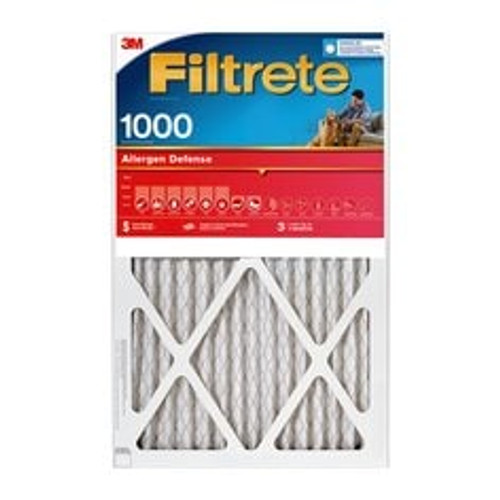 Filtrete™ Allergen Defense Air Filter, 1000 MPR, AL27-4, 16 in x 30 in x
1 in (40,6 cm x 76,2 cm x 2,5 cm)