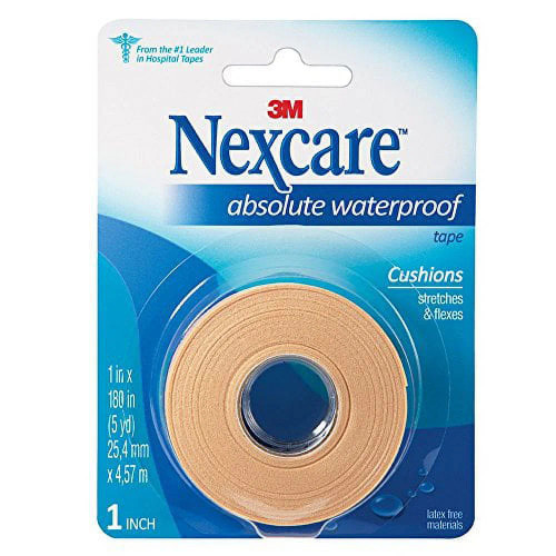 7010311508 Nexcare Absolute Waterproof First Aid Tape, 1 in. x 180 in. Clip Strip, NEX-WPT-CS, 3 Clips/Deal