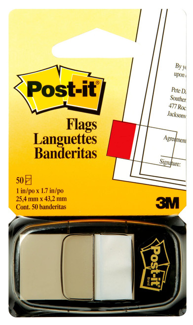 7000029850 Post-it Flags 680-6 (36) 1 in. x 1.7 in. (25,4 mm x 43,2 mm) White 50flags/pd, 36/cs