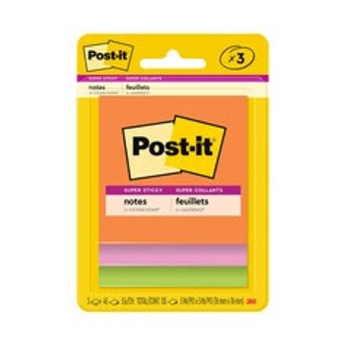 Post-it® Super Sticky Notes 3321-SSAU, 3 in x 3 in (76 mm x 76 mm), Energy Boost Collection