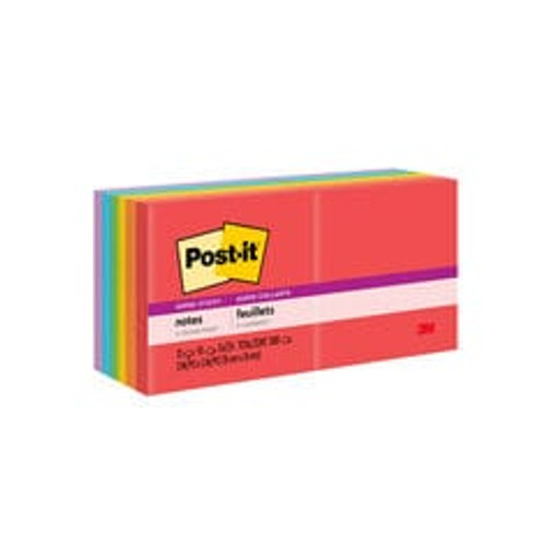 Post-it® Super Sticky Notes 654-12SSAN, 3 in x 3 in (76 mm x 76 mm), Playful Primaries Collection