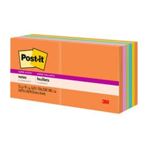 Post-it® Super Sticky Notes 654-12SSUC, 3 in x 3 in (76 mm x 76 mm), Energy Boost Collection