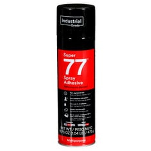 3M™ Super 77™ Multipurpose Spray Adhesive, 24 fl oz Can (Net Wt 16.75
oz), 12/Case, NOT FOR SALE IN CA AND OTHER STATES