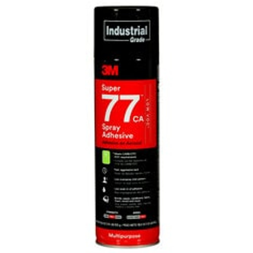 3M™ Super 77™ CA Multipurpose Spray Adhesive, Low VOC <25%, Clear, 24 fl
oz (Net Wt 18.0 oz), 12 Can/Case