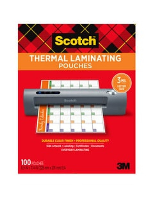 7100311810 Scotch Thermal Pouches TP3854-100, 8.9 in x 11.4 in (228 mm x 291 mm), 6/shipper