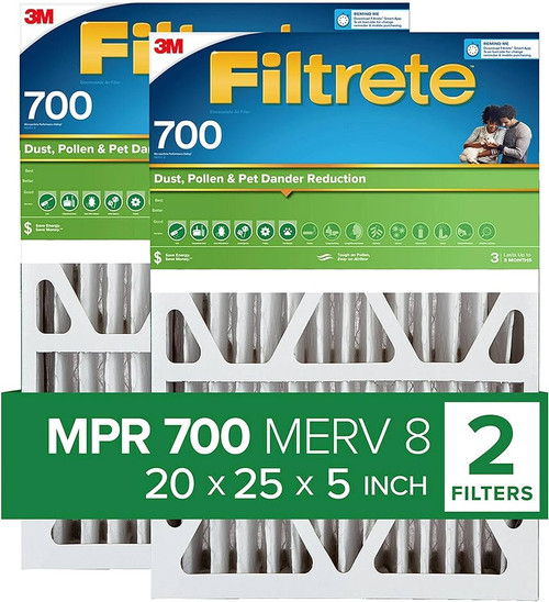 7100272266 Filtrete Electrostatic Air Filter 700 MPR 703DP5-2PK1E, 20 in x 25 in x 5 in (50.8 cm x 63.5 cm x 12.7 cm)