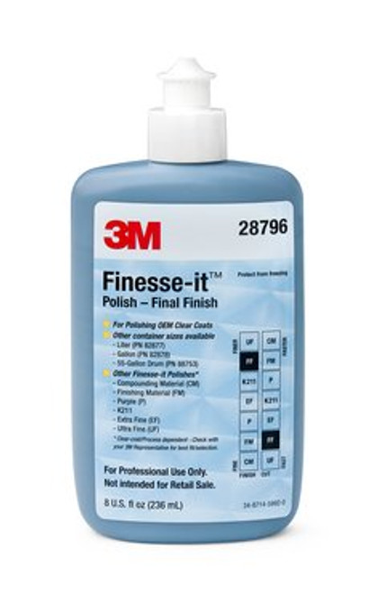 3M™ Finesse-it™ Polish Standard Series, 28796, Final Finish (105), Gray,
Easy Clean Up, 8 oz, 4 ea/Case