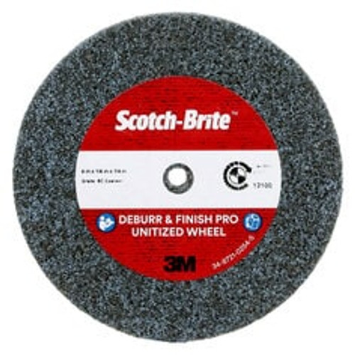 Scotch-Brite™ Deburr & Finish Pro Unitized Wheel, DP-UW, 8C Coarse+, 4 in x 1/4 in x 1/4 in