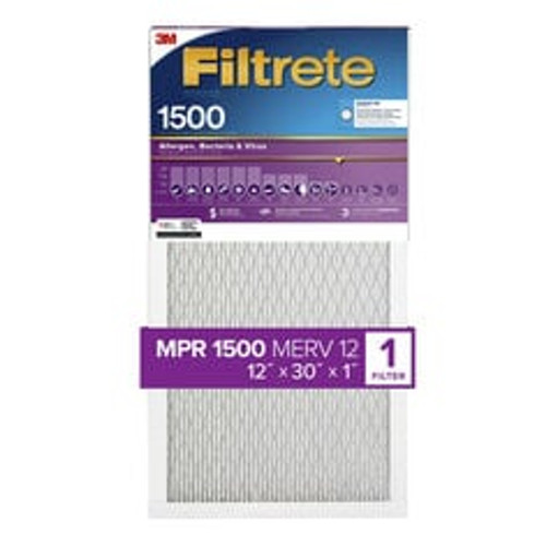 7100267837 Filtrete High Performance Air Filter 1500 MPR 2042DC-4, 12 in x 30 in x 1 in (30.4 cm x 76.2 cm x 2.5 cm)