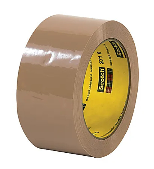 7100300806 Scotch High Tack Box Sealing Tape 371+, Tan, 144 mm x 914 m, 2 Rolls/Case