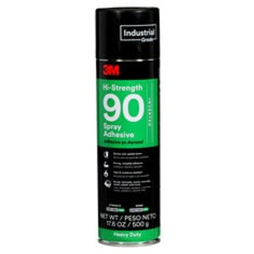 3M™ Hi-Strength Spray Adhesive 90, Inverted, Clear, 24 fl oz Can (Net Wt
17.6 oz), 12/Case, NOT FOR SALE IN CA AND OTHER STATES