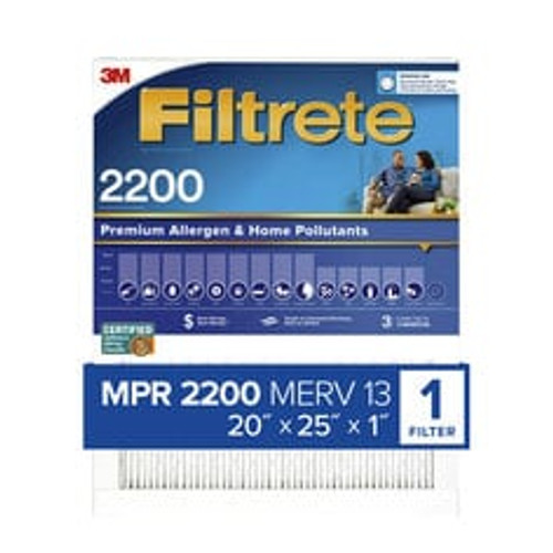 Filtrete™ Premium Allergen & Home Pollutants Air Filter 2200 MPR EA03-4, 20 in x 25 in x 1 in (50.8 cm x 63.5 cm x 2.5 cm)
