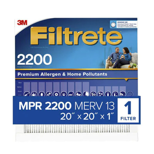 7100258570 Filtrete High Performance Air Filter 2200 MPR EA01-4, 16 in x 25 in x 1 in (40.6 cm x 63.5 cm x 2.5 cm)