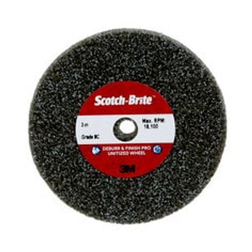 Scotch-Brite™ Deburr & Finish Pro Unitized Wheel, DP-UW, 8C Medium+, 3 in x 3/4 in x 1/4 in, 20 ea/Case