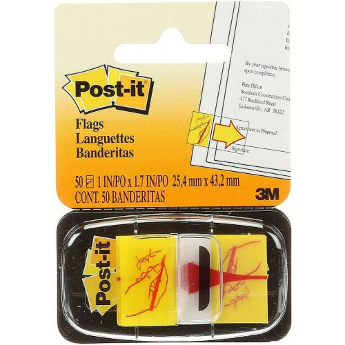 7000126926 Post-it Sign Here Flags 680-31 (36) 1 in x 1.7 in (25,4 mm x 43,2 mm)50 flags/pd, 36pds/cs