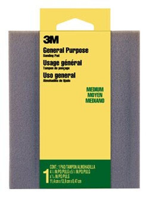 3M™ General Purpose Sanding Pad 918DC-NA, 4 1/2 in x 5 1/2 in x 3/16 in, Medium, 1/pk 24 pks/cs
