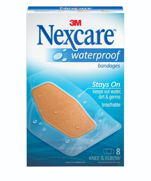 7100105809 Nexcare Waterproof Bandages 581-08, Knee and Elbow, 8 ct.