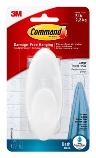 Command™ Large Towel Hook with Water-Resistant Strips BATH17-ES Clear
Frosted