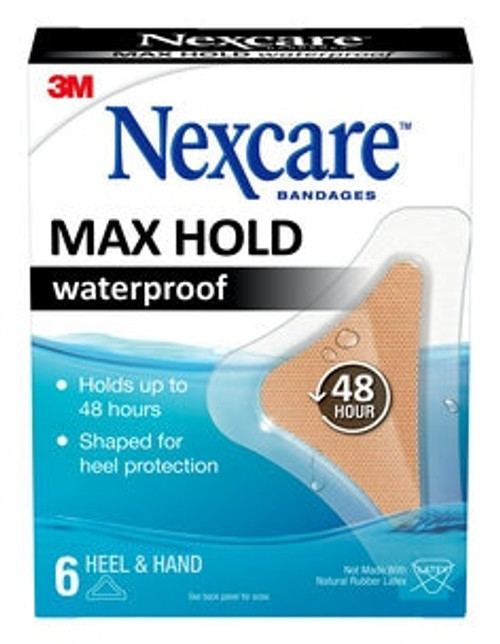 Nexcare™ Max-Hold Heel/Hand Waterproof Bandages MHWH-06, 1.75 in x 2.81
in (44 mm x 71 mm)