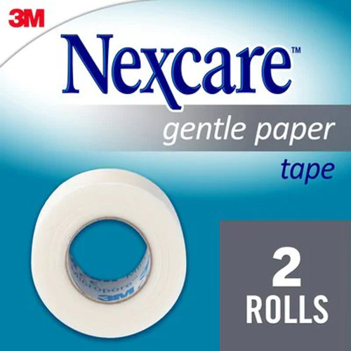 7100187764 Nexcare Gentle Paper First Aid Tape, 781-2Pk-CA, 1 In X 10 Yds Carded (Carded, 2 Pk)