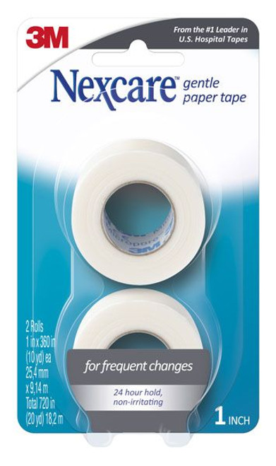7100161089 Nexcare Gentle Paper First Aid Tape 781-2PK-IRC, 1 in x 10 yds Carded,2 PK