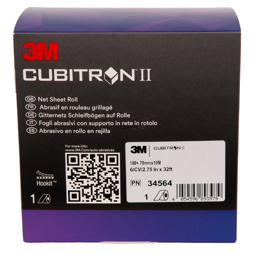 7100283772 3M Cubitron II Net Sheet Roll 34564, 180+, 70 mm x 10 m, 6 Rolls/Case