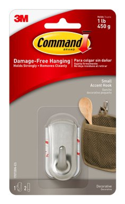 Command™ Accent Hook 17072BN-ES, Small Brushed Nickel