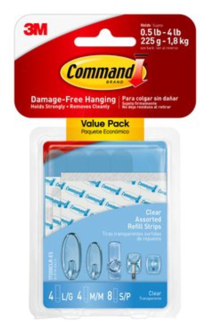 Command™ Clear Assorted Refill Strips 17200CLR-ES