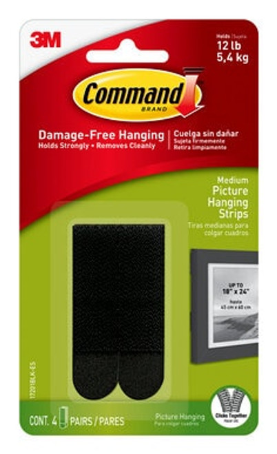 Command™ Medium Black Picture Hanging Strips 17201BLK-ES