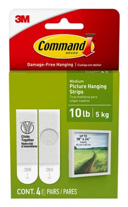 Command™ 10 lb White Picture Hanging Strips 17201-4PK-ES, 4 Pairs