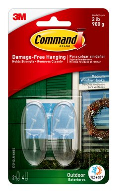 Command™ Outdoor Medium Clear Window Hooks 17091CLR-AWES