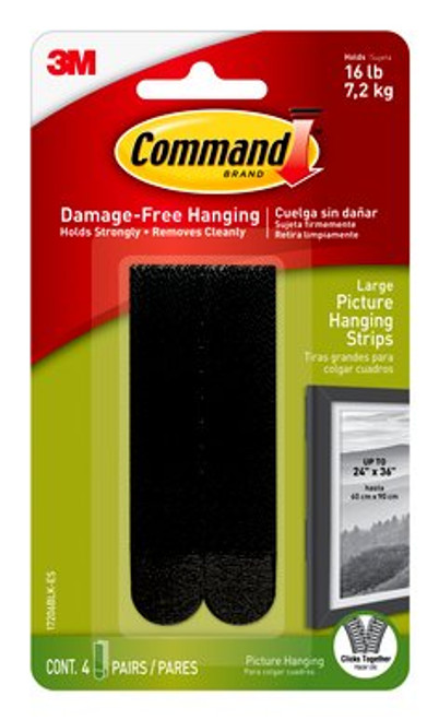 Command™ Large Black Picture Hanging Strips, 17206BLK-ES