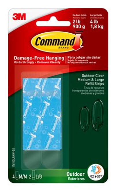 Command™ Outdoor Clear Medium and Large Refill Strips 17615CLRAW-ES