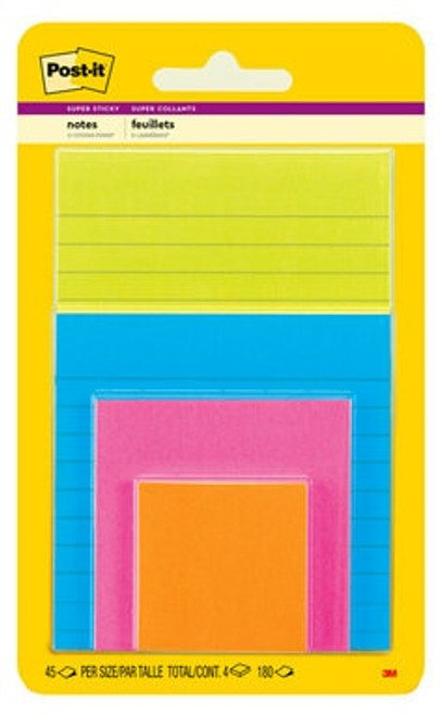 Post-it® Super Sticky Notes 4622-SSAU, Multi Sizes, Energy Boost