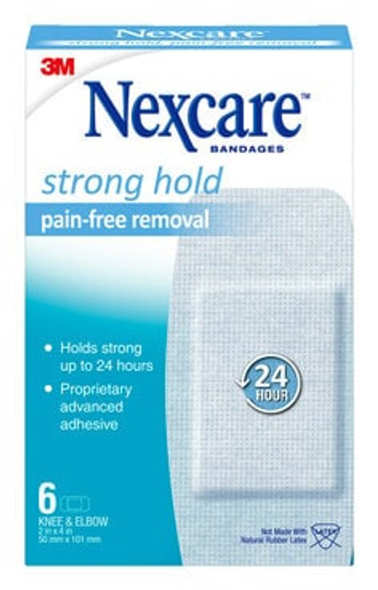 Nexcare™ Strong Hold Pain-Free Removal Bandages, Knee & Elbow SSB-06, 2
in x 4 in (50 mm x 101 mm)