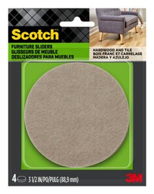 Scotch™ Felt Furniture Movers SP661-NA, Adhesive 3.5in 4pk