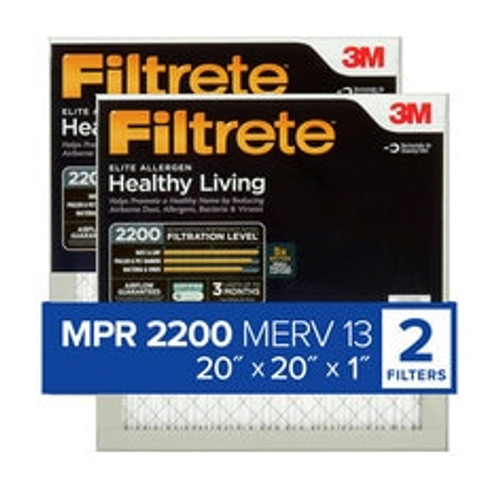 Filtrete™ Elite Allergen Reduction Filter EA02-2PK-1E, 20 in x 20 in x 1 in (50.8 cm x 50.8 cm x 2.5 cm)