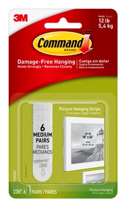 Command™ Medium Picture Hanging Strips 17204ES, 6 Pairs