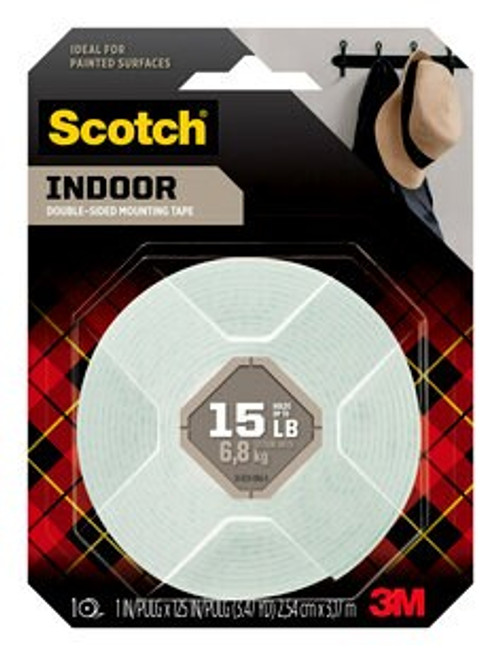 Scotch® Indoor Double-Sided Mounting Tape 314S-MED, 1 in x 125 in (2.54 cm x 3.17 m)