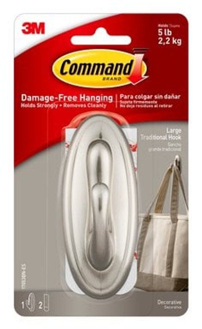 Command™ Traditional Hook 17053BN Large Brushed Nickel