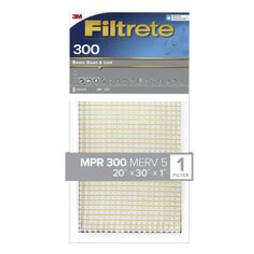 Filtrete™ Basic Dust & Lint Air Filter, 300 MPR, 322-4, 20 in x 30 in x
1 in (50.8 cm x 76.2 cm x 2.5 cm)