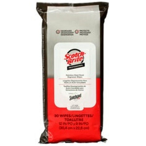 Scotch-Brite™ Stainless Steel Hood Degreaser Wipes with Scotchgard™ Protector, 30/Pack, 6 Packs/Case