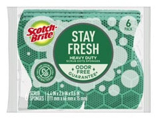 Scotch-Brite® Stay Fresh Heavy Duty Scrub Dots Sponge 30306-4, 4/6