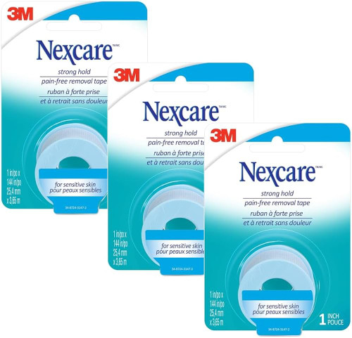 7100226080 Nexcare Strong Hold Pain-Free Removal Tape SST-1-IRC, 1 in x 4 yd (25.4 mm x 3.65 m)