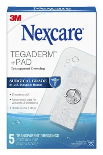 Nexcare™ Tegaderm™ + Pad Transparent Dressing H3584, 2 3/8 in x 4 in (6 cm x 10 cm)