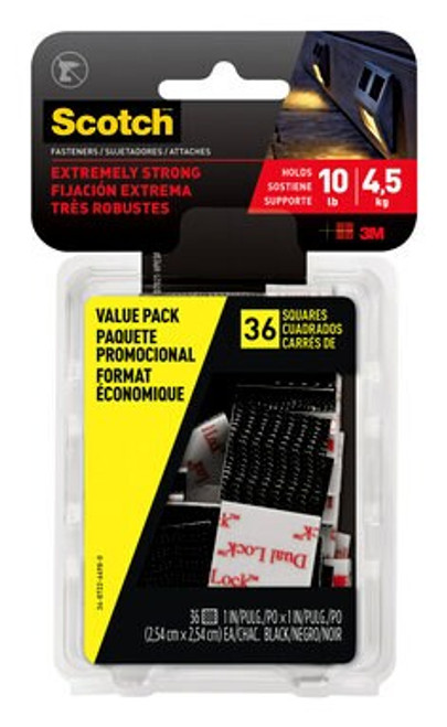 Scotch™ Extreme Mounting Squares Value Pack RFD7021-VPESF, 1 in x 1 in
(25,4 mm x 25,4 mm), Black, 36 Squares