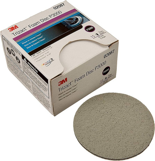 7100312601 3M Trizact Hookit Foam Abrasive Disc 02087, 3000, 3 in (76 mm), 15 Discs/Carton, 4 Cartons/Case