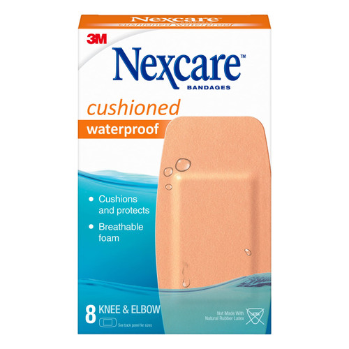 7100288405 Nexcare Waterproof Cushioned Foam Bandages Knee & Elbow 20 ct. 522-20CB-CA, 2 in x 4 in (50 mm x 101 mm)