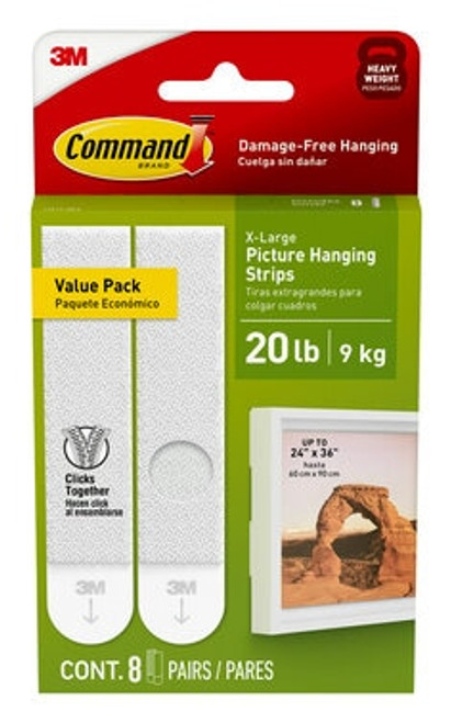 Command™ 20 lb White Picture Hanging Strips 17217-8ES, 8 Pairs